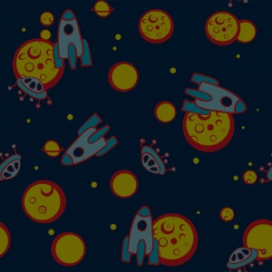 spaceship and moon pattern