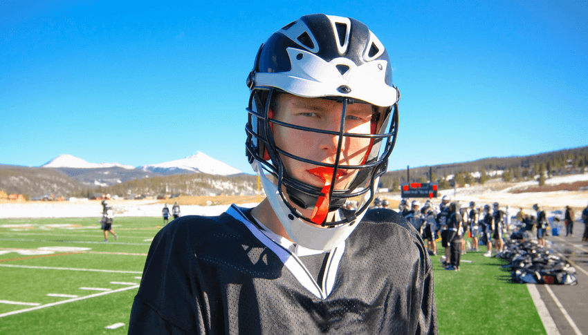 Football player with mouthguard