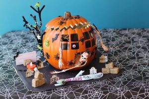 Here is another Pumpkin Picasso Contest entry! Vote for your favorite pumpkin by liking the post! Dr. Reneida Reyes Pediatric Dentistry created a haunted house!