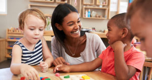 Teacher with a group of students